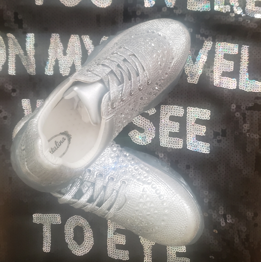 Atalina Silver Bling Fashion Sneakers - Picture 3 of 9